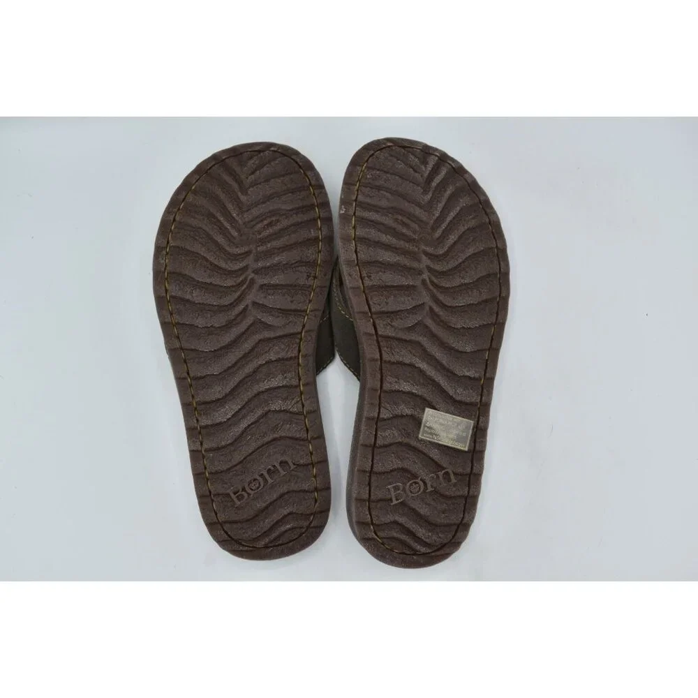 Born Mens Size 8 Owen Dark Grey Distressed Leather Flip Flop Thong Sandals Shoes